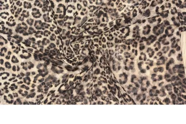 Wafelkatoen stof - Wafeldoek - bruin - 0267-110 - Polyester stof - mesh - dierenprint - bruin - JT427