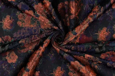 By Poppy - Polyester stof - jacquard - bloemen - multi - 27/4526-001