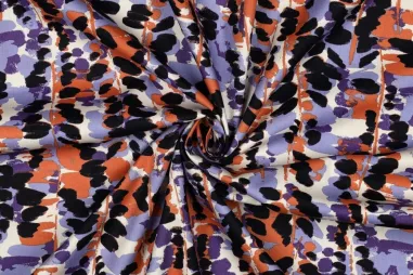 Katoen stof - poplin - bloemetjes - paars - 6972-013 - Katoenen stof - mix - abstract - paars multi - 27/7033-009