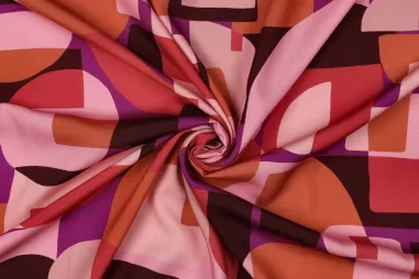 Nicky velours stof - velours - oudroze - 3081-111 - Viscose stof - lenzing ecovero - abstract - roze multi - 27/7385-004