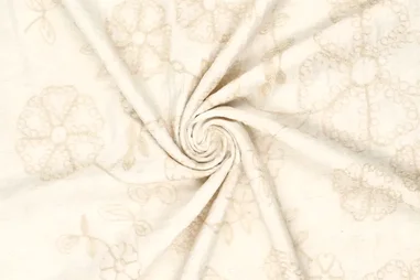 Nieuwe stoffen - Embroidery stof - bloemen - naturel - 22757-023