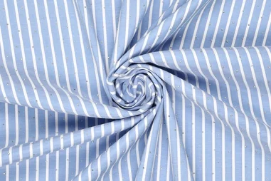 Zomer stoffen - Stretch stof - yarn dyed - strepen & strass steentjes - blauw - 22796-636