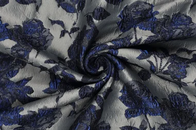 Bomberjack - Polyester stof - jacquard metaal - bloemen - blauw - 23186-650