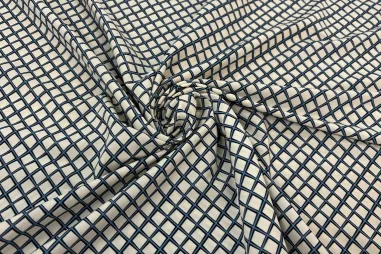 Jumpsuit - Polyamide stof - travel - ruiten - ecru/blauw - JT116
