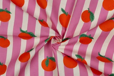Tassen vilt 7071-217 harder roze 3 mm op=op - Katoen met coating - sinaasappels & strepen - roze - 7050-011