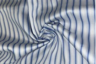 Witte stoffen - Katoenen stof - strepen - blauw/wit - JT136