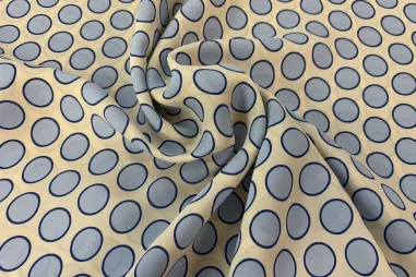 Niet rekbare stoffen - Viscose stof - stippen - ecru/blauw - JT138A