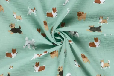 Oud groene stoffen - Mousseline stof - honden - licht oudgroen - 27/25364-003