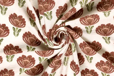 Zomer stoffen - Mousseline stof - bloemen - gebroken wit - 27/25337-051