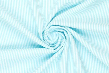 Blau - Katoen stof - seersucker stripe - blauw - 0951-660