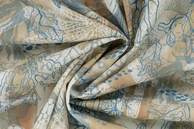 Sandbeige - Katoenen stof - voile - digitaal maritime - zand - K18004-520