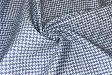 Tricot stof - punta di roma - sparkling retro - blauw - 22016-670 - Polyamide stof - travel - pied de poule - blauw - JT125
