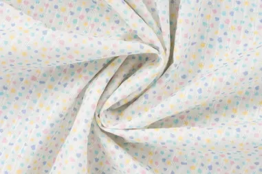 Katoenen stoffen met stipjes en balletjes - Katoenen stof - voile - digitaal fancy dobby - ecru - K18016-510
