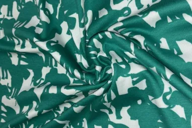 Olifanten stoffen - Jersey – Rippstrick – Elefanten – grün – JT370