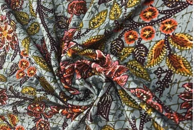 Grijze stoffen - Tricot stof - bloemen - grijs multi - JT352
