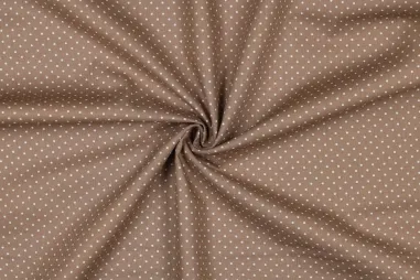 Katoenen stoffen met stipjes en balletjes - Baumwolle – Popeline – Punkte – Taupe – 4948-019
