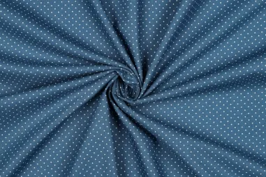 Katoenen stoffen met stipjes en balletjes - Baumwolle – Popeline – Punkte – blau – 4948-025