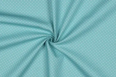 Katoenen stoffen met stipjes en balletjes - Baumwolle – Popeline – Punkte – Grünblau – 4948-029