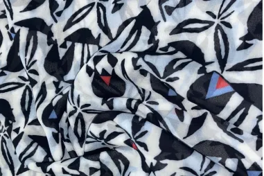 Neue Stoffe - Voile stof - fantasie - blauw/zwart - JT347