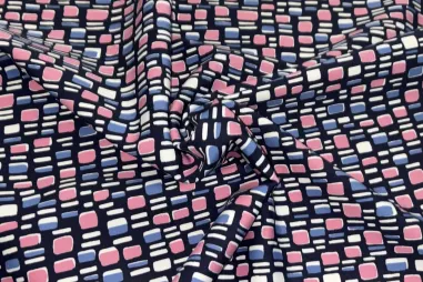 2026 - Polyamide stof - travel - fantasie - blauw/roze - JT343