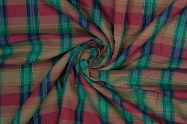 105gr/M² - Geruite stof - katoen - groen multi - 410094-71