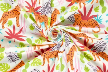 Neue Stoffe - Tricot stof - panter - gebroken wit - 27/25731-051