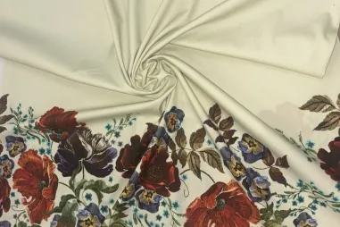 Ausverkauf - Paneel stof - katoen - bloemen - ecru/multi - JT328