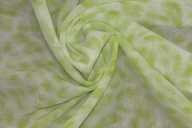 Voile - Voile stof - chiffon - groen/wit - JT323