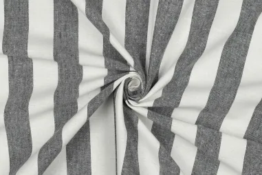 70% Baumwolle, 30% Polyester - Katoenen stof - mix - yarn dyed stripes - zwart - 3171-001