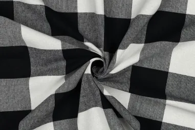 70% Baumwolle, 30% Polyester - Geruite stof - yarn dyed checks - zwart - 3171-011