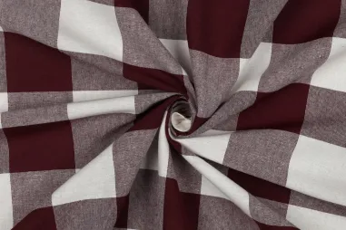 Schort - Geruite stof - yarn dyed checks - aubergine - 3171-015
