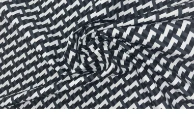 Ausverkauf - Stretchstoff – abstrakt – weiß/schwarz/blau – JT320