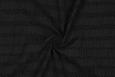 Jacquard stoffen - Stretch stof - chenille jacquard - zwart - 3784-001