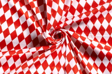 Uitverkoop - Texture stof - wiebers - rood/wit - 20811-015