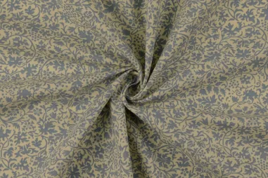 katoenen stoffen met print - Katoenen stof - poplin - bladeren - lichtblauw - 60689-003