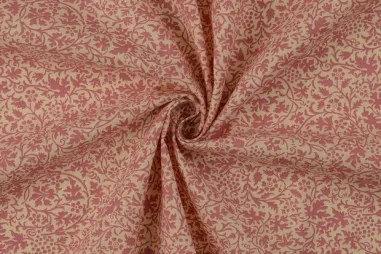katoenen stoffen met print - Katoenen stof - poplin - bladeren - oudroze - 60689-014
