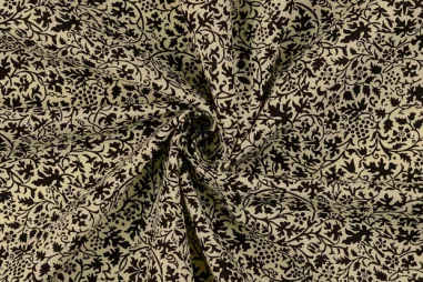 145gr/M² - Katoenen stof - poplin - bladeren - zwart - 60689-069
