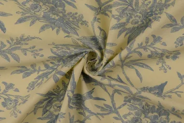 Stoffe - Katoenen stof - poplin - vogels & bloemen - lichtblauw - 60690-003