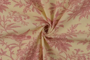 Stoffe - Baumwolle – Popeline – Vögel & Blumen – Altrosa – 60690-014