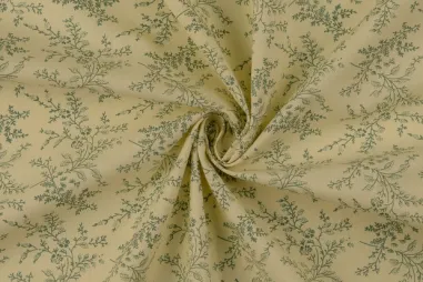 katoenen stoffen met print - Baumwolle – Popeline – Blätter – Minzgrün – 60692-021