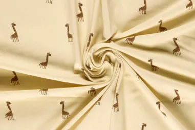 giraffe motief stoffen - Tricot stof - giraffen - naturel - 26610-052