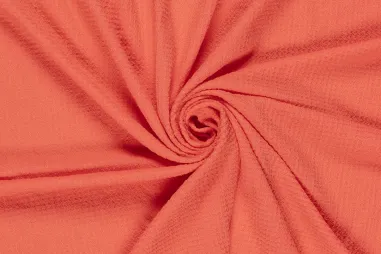 Koraalrode stoffen - Polyester stof - bubble - koraal - 23003-038