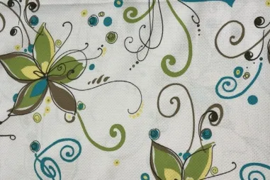 JT stoffen - Polyester-Stoff – Blumen – weiß – JT875