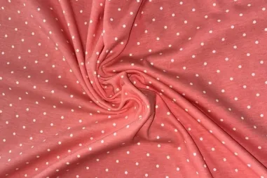 Zalm stoffen - Tricot stof - stipjes - zalmroze - JT888