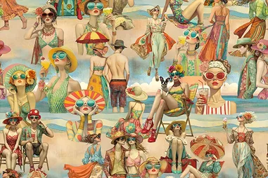 Multi stoffen - Tricot stof - digitaal beach - multi - S10050-520