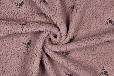 Teddy stoffen - Teddy-Stoff – embroidery – Blümchen – Mauve – 4728-003