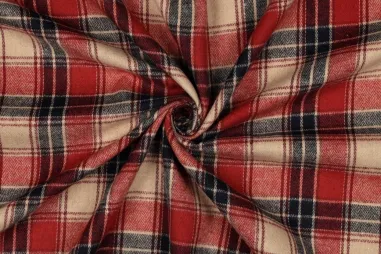 Geruite stoffen - Geruite stoffen - geborsteld en garengeverfd - rood - 4797-001