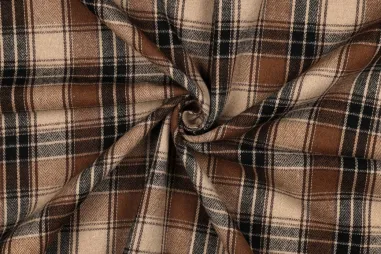Karierter Stoff - Karierter Stoff – brushed und yarn dyed – braun – 4797-002