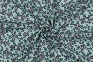 Alle seizoenen stoffen - Flanel stof - bloemetjes - mint - 6503-002