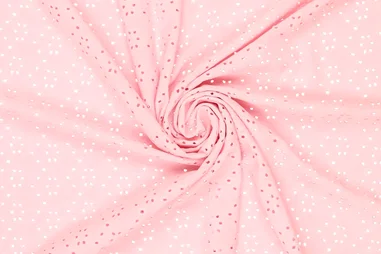 95% Polyester, 5% Elastan - Tricot stof - broderie - lichtroze - 16695-880